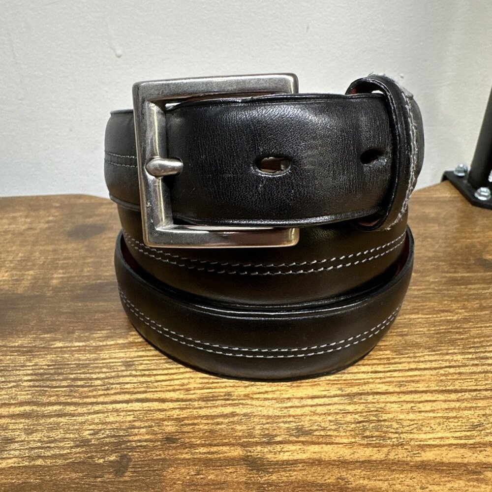 COACH Mens Black Leather BELT Size 40 Made in Italy  #3885 Silver Buckle 100cm